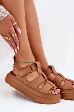 Damskie Boto Sandały Damskie Na Platformie Camel Nitavelia