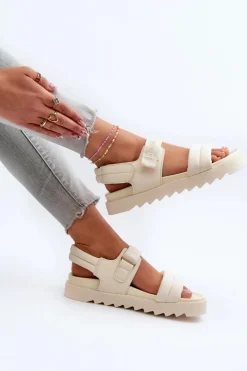 Online Big Star Shoes Sandały Damskie Na Platformie Big Star NN274751 Beżowe Beżowy