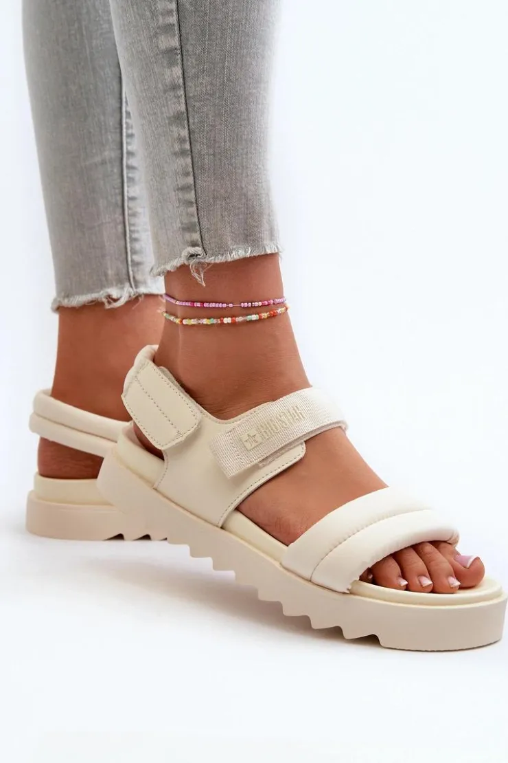 Online Big Star Shoes Sandały Damskie Na Platformie Big Star NN274751 Beżowe Beżowy