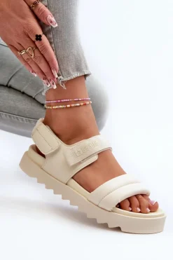 Online Big Star Shoes Sandały Damskie Na Platformie Big Star NN274751 Beżowe Beżowy