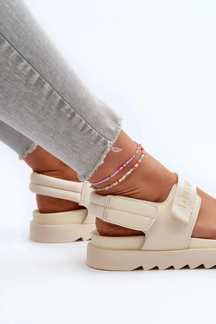 Online Big Star Shoes Sandały Damskie Na Platformie Big Star NN274751 Beżowe Beżowy