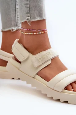 Online Big Star Shoes Sandały Damskie Na Platformie Big Star NN274751 Beżowe Beżowy