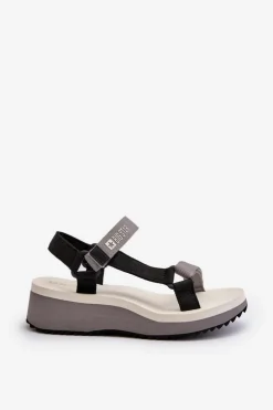 Damskie Big Star Shoes Sandały Damskie Na Platformie I Koturnie Big Star NN274A054 Szare