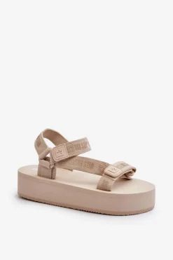 Big Star Shoes Sandały Big Star|Sandały Płaskie*Sandały Damskie Na Platformie Big Star NN274A528 Beżowe Beżowy