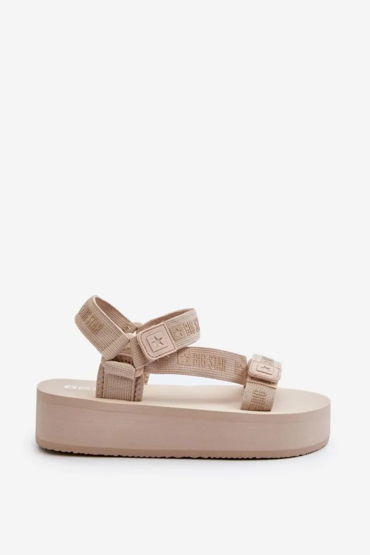 Big Star Shoes Sandały Big Star|Sandały Płaskie*Sandały Damskie Na Platformie Big Star NN274A528 Beżowe Beżowy