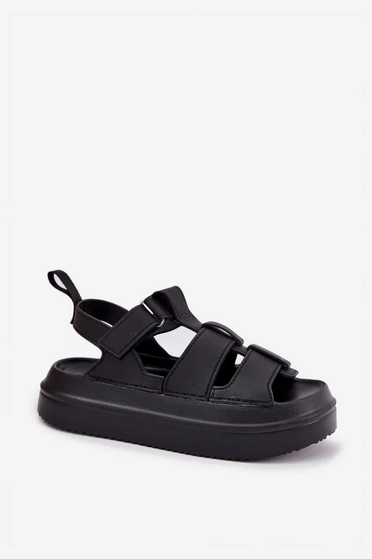 Sale Boto Sandały Damskie Na Platformie Czarne Nitavelia Czarny