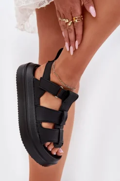 Sale Boto Sandały Damskie Na Platformie Czarne Nitavelia Czarny