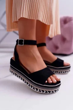 Damskie Boto Sandały Damskie Na Platformie Czarne Arielle