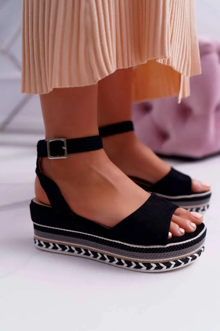 Damskie Boto Sandały Damskie Na Platformie Czarne Arielle