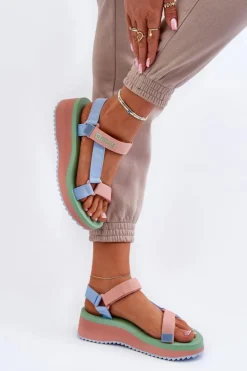 Best Big Star Shoes Sandały Damskie Na Platformie I Koturnie Big Star NN274A055 Niebieskie