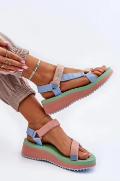 Best Big Star Shoes Sandały Damskie Na Platformie I Koturnie Big Star NN274A055 Niebieskie