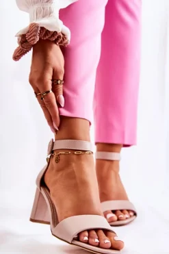 Damskie Evento Sandały Damskie Na Słupku Beżowe Lexi