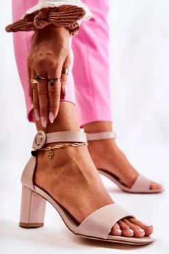 Damskie Evento Sandały Damskie Na Słupku Beżowe Lexi