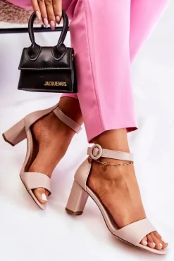 Damskie Evento Sandały Damskie Na Słupku Beżowe Lexi