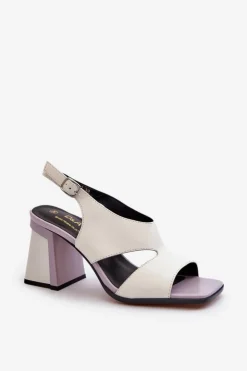 Damskie Damskie buty S.Barski Sandały Damskie Na Słupku Białe D&A MR38-153