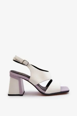 Damskie Damskie buty S.Barski Sandały Damskie Na Słupku Białe D&A MR38-153