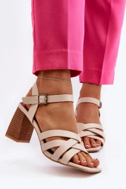 Clearance Boto Sandały Damskie Na Słupku Beżowe Opifiana