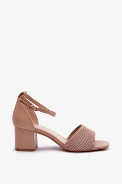 Outlet Evento Sandały Damskie Na Słupku Beżowe Desvia