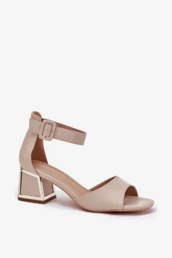 Evento Sandały Na Słupku|Sandały Na Obcasie*Sandały Damskie Na Słupku Beżowe Zennia