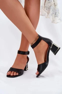Damskie Evento Sandały Damskie Na Słupku Czarne Zennia