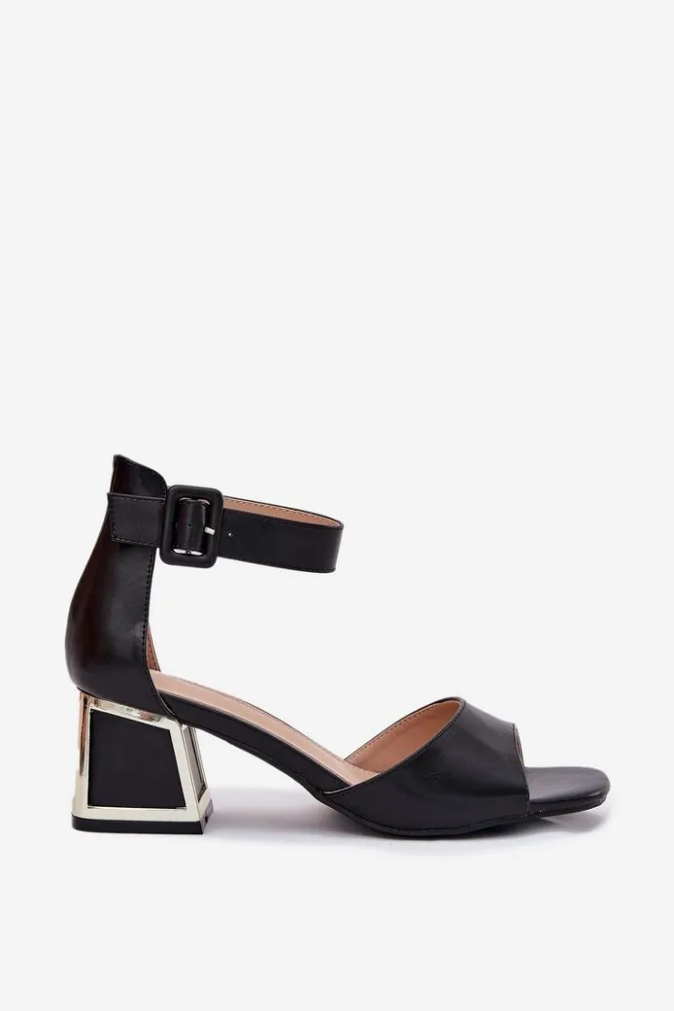 Damskie Evento Sandały Damskie Na Słupku Czarne Zennia