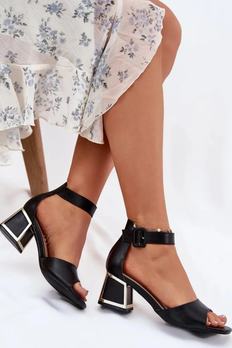 Damskie Evento Sandały Damskie Na Słupku Czarne Zennia