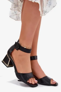 Damskie Evento Sandały Damskie Na Słupku Czarne Zennia