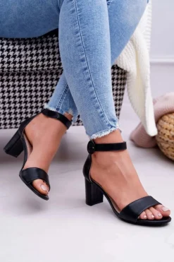 Damskie Evento Sandały Damskie Na Słupku Czarne Lexi