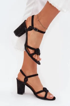 Boto Sandały Na Słupku|Sandały Na Obcasie*Sandały Damskie Na Słupku Czarne Mavira