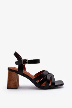 Boto Sandały Na Słupku|Sandały Na Obcasie*Sandały Damskie Na Słupku Czarne Opifiana Czarny