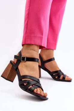 Boto Sandały Na Słupku|Sandały Na Obcasie*Sandały Damskie Na Słupku Czarne Opifiana Czarny