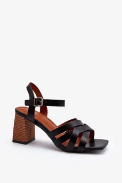 Boto Sandały Na Słupku|Sandały Na Obcasie*Sandały Damskie Na Słupku Czarne Opifiana Czarny