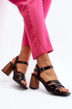 Boto Sandały Na Słupku|Sandały Na Obcasie*Sandały Damskie Na Słupku Czarne Opifiana Czarny