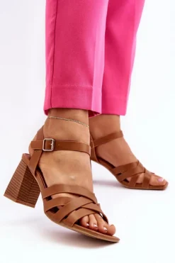 Boto Sandały Na Obcasie*Sandały Damskie Na Słupku Camel Opifiana