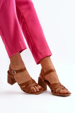 Boto Sandały Na Obcasie*Sandały Damskie Na Słupku Camel Opifiana