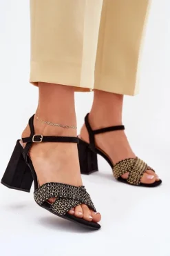 Boto Sandały Na Słupku|Sandały Na Obcasie*Sandały Damskie Na Słupku Czarne Almera