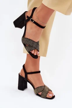 Boto Sandały Na Słupku|Sandały Na Obcasie*Sandały Damskie Na Słupku Czarne Almera