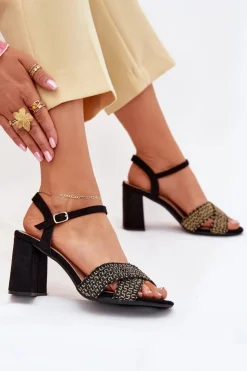 Boto Sandały Na Słupku|Sandały Na Obcasie*Sandały Damskie Na Słupku Czarne Almera