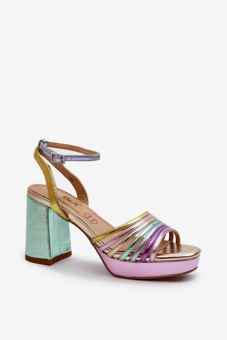 Clearance Damskie buty S.Barski Sandały Damskie Na Słupku D&A CR920 Multikolor Wielokolorowy