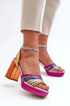 Damskie buty S.Barski Sandały Na Słupku|Sandały Na Obcasie*Sandały Damskie Na Słupku D&A CR920 Multikolor Wielokolorowy