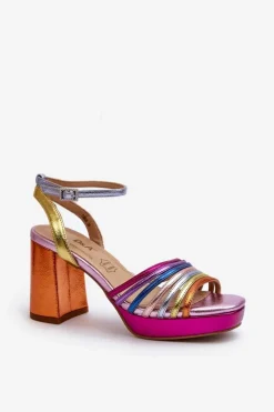 Damskie buty S.Barski Sandały Na Słupku|Sandały Na Obcasie*Sandały Damskie Na Słupku D&A CR920 Multikolor Wielokolorowy