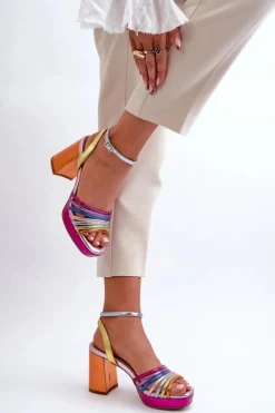 Damskie buty S.Barski Sandały Na Słupku|Sandały Na Obcasie*Sandały Damskie Na Słupku D&A CR920 Multikolor Wielokolorowy