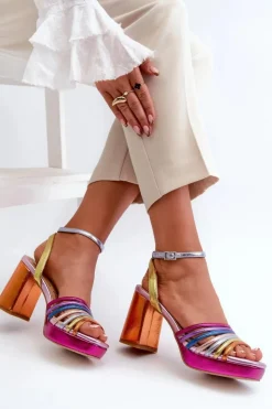 Damskie buty S.Barski Sandały Na Słupku|Sandały Na Obcasie*Sandały Damskie Na Słupku D&A CR920 Multikolor Wielokolorowy