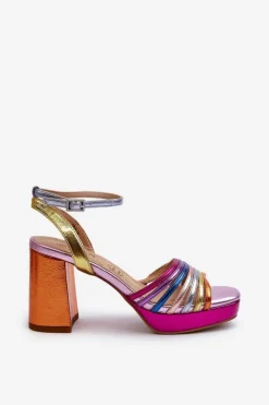 Damskie buty S.Barski Sandały Na Słupku|Sandały Na Obcasie*Sandały Damskie Na Słupku D&A CR920 Multikolor Wielokolorowy