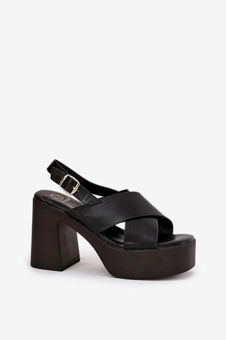 Boto Sandały Na Słupku|Sandały Na Obcasie*Sandały Damskie Na Słupku I Platformie Z Eko Skóry Czarne Annavin