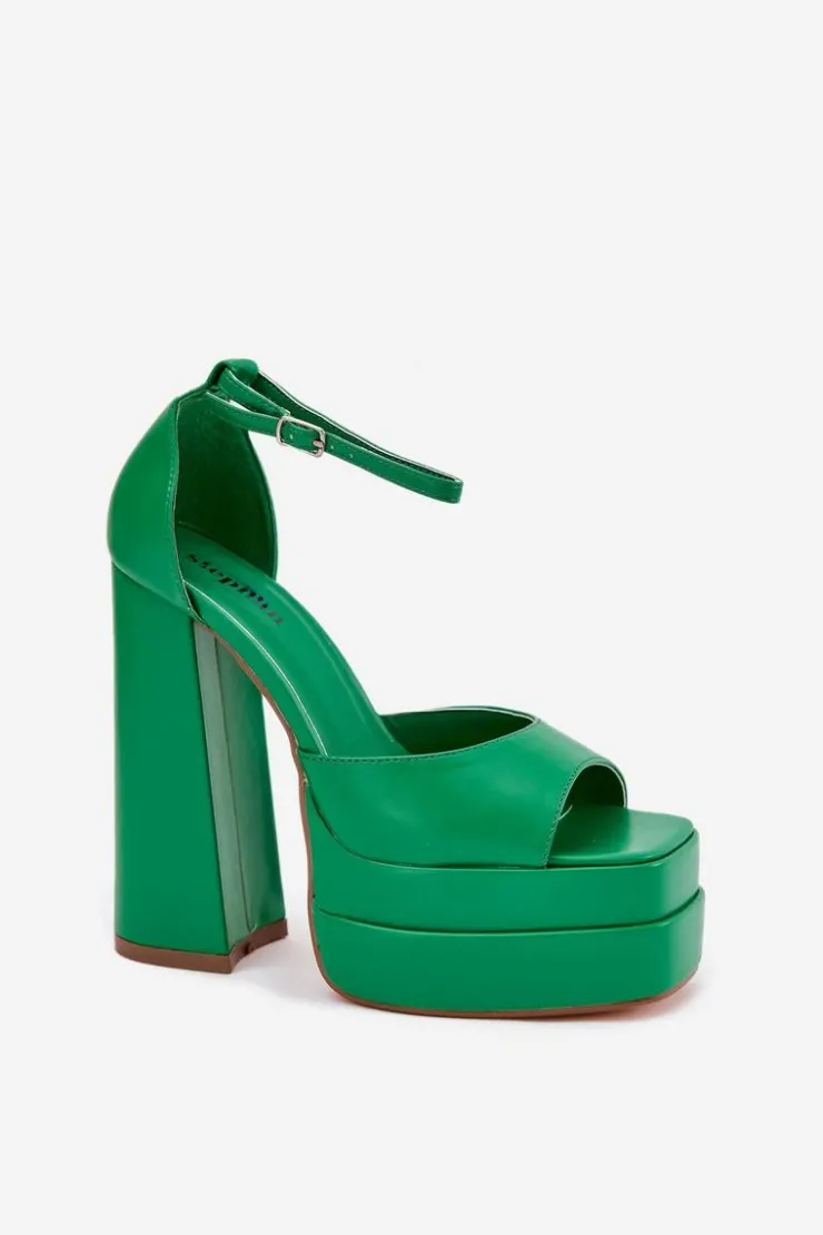 Damskie Boto Sandały Damskie Na Słupku I Platformie Zielone Beloria