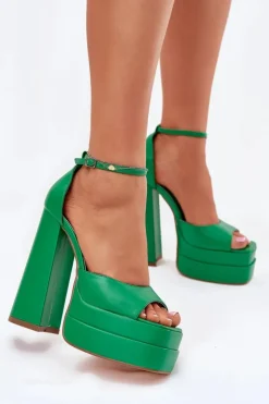 Damskie Boto Sandały Damskie Na Słupku I Platformie Zielone Beloria