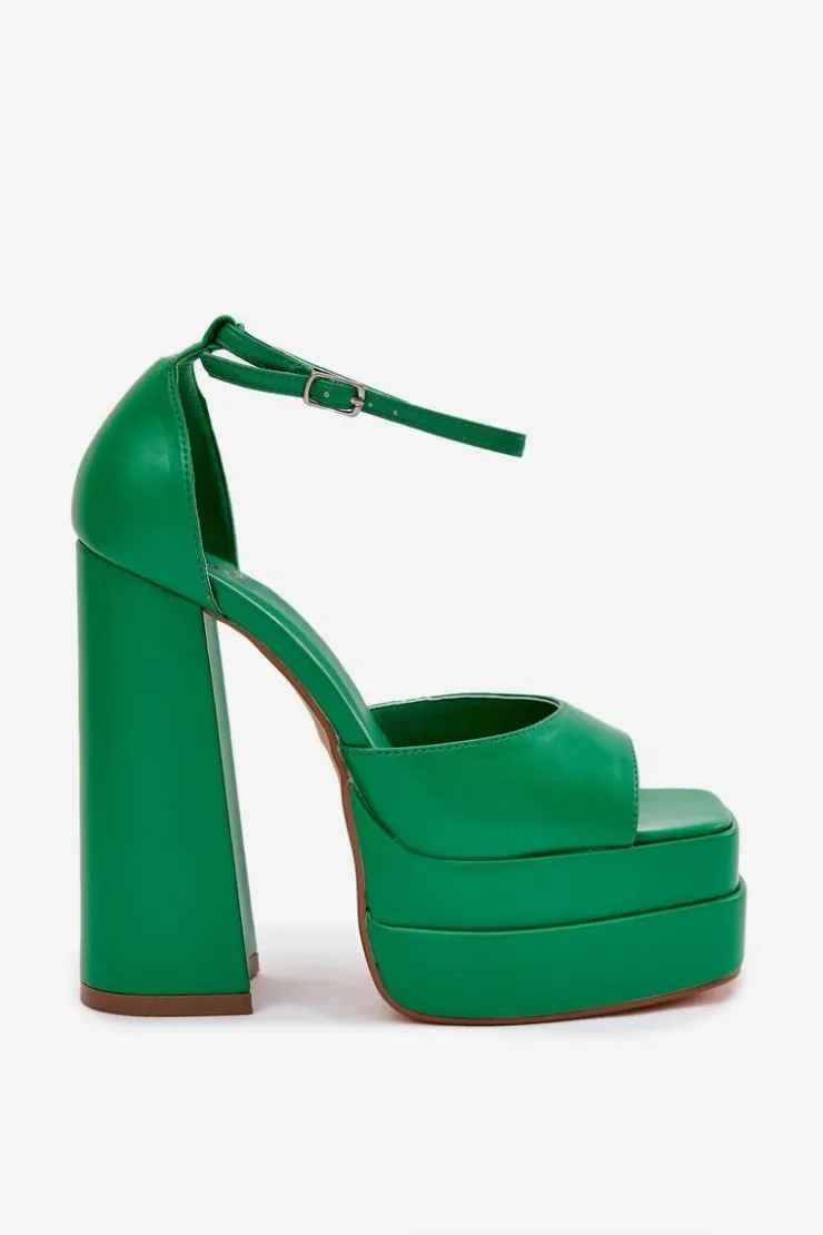 Damskie Boto Sandały Damskie Na Słupku I Platformie Zielone Beloria