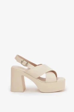 Damskie Boto Sandały Damskie Na Słupku I Platformie Z Eko Skóry Jasnobeżowe Annavin