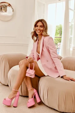 Damskie Boto Sandały Damskie Na Słupku I Platformie Różowe Beloria